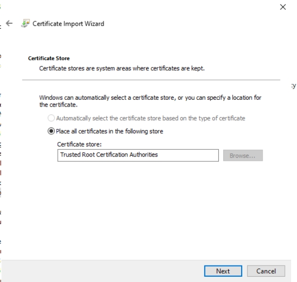 Import certificate